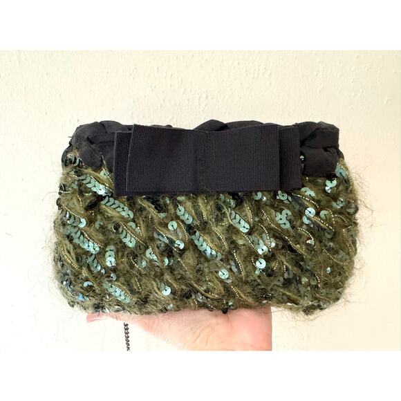 Rare Lorenza Gandaglia Sequin and Wool Clutch Purse Handmade In Italy - Picture 5 of 9